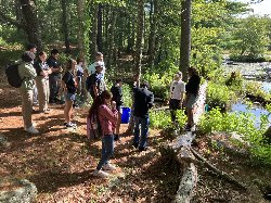 Students learning along our pond trail